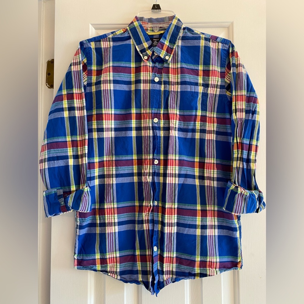 Boys Gap kids long sleeve plaid button down Sz XXL